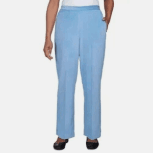 A person wearing Baby Blue Ridge Pants and black shoes stands against a plain white background.