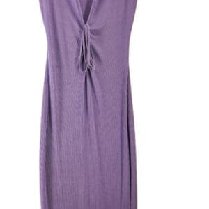 Sheer Cover Up Pants in light purple, featuring a ribbed texture and drawstring tie at the front, displayed on a hanger against a white background.