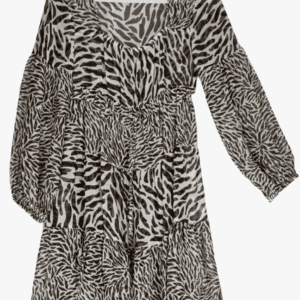 Sheer Cover Up Pants in a black and white zebra print, displayed on a hanger against a white background.