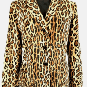 A Cheetah Print Blazer displayed on a mannequin.