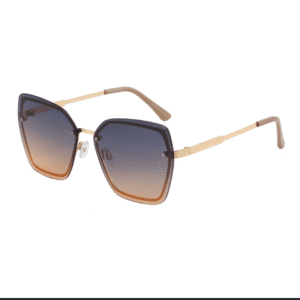 Leopard Print Brown Shades: Oversized square sunglasses with gradient brown lenses and gold frames, shown on a white background.