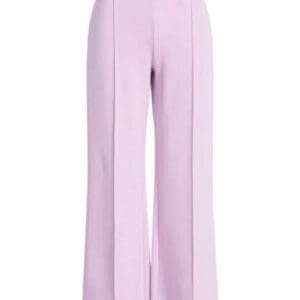 Light purple high-waisted, wide-leg pants with front seam detailing, displayed on a plain white background.